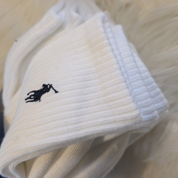 Ralph Lauren Accessories - NWT Ralph Lauren White Crew Socks with NAVY BLUE Pony Accent